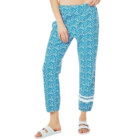 Addison Bay Sweatpants Blue White Floral XL - Picture 2 of 12